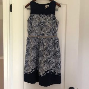 Loft Navy Printed Dress